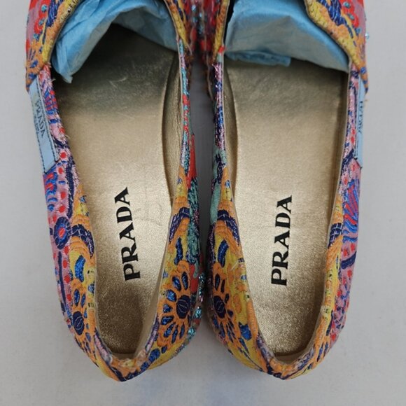 Prada Multicolor Floral Brocade Jacquard 20mm Espadrille EU 39 (US 8.5) - Picture 5 of 12